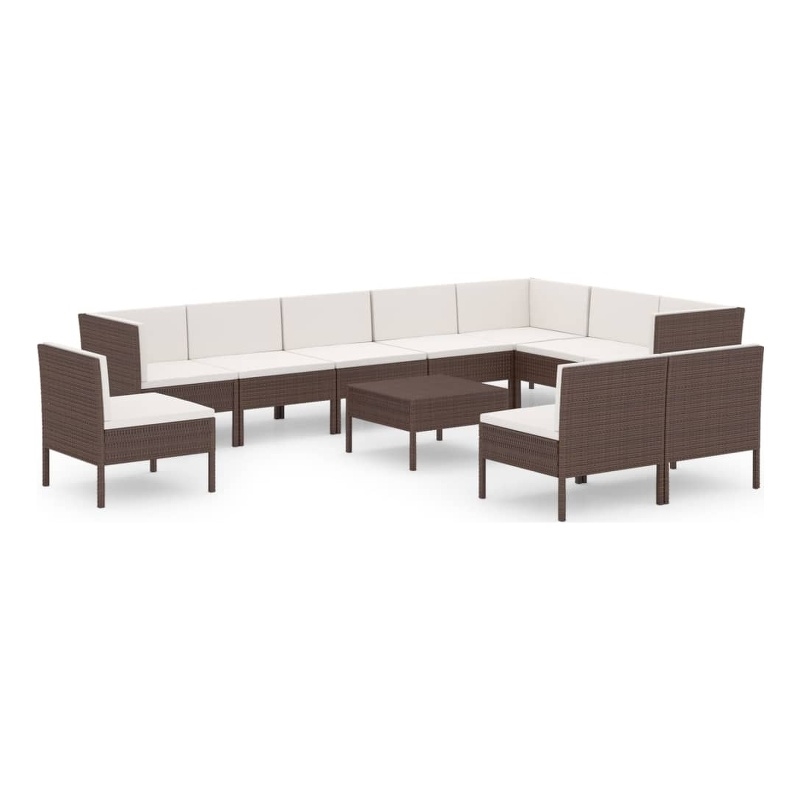 vidaXL 11 Piece Large Garden Lounge Set in Brown