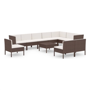 vidaXL 11 Piece Large Garden Lounge Set in Brown