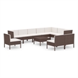 vidaXL 11 Piece Large Garden Lounge Set in Brown