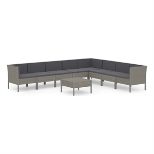 vidaXL 9 Piece Steel Garden Lounge Set in Gray/Anthracite