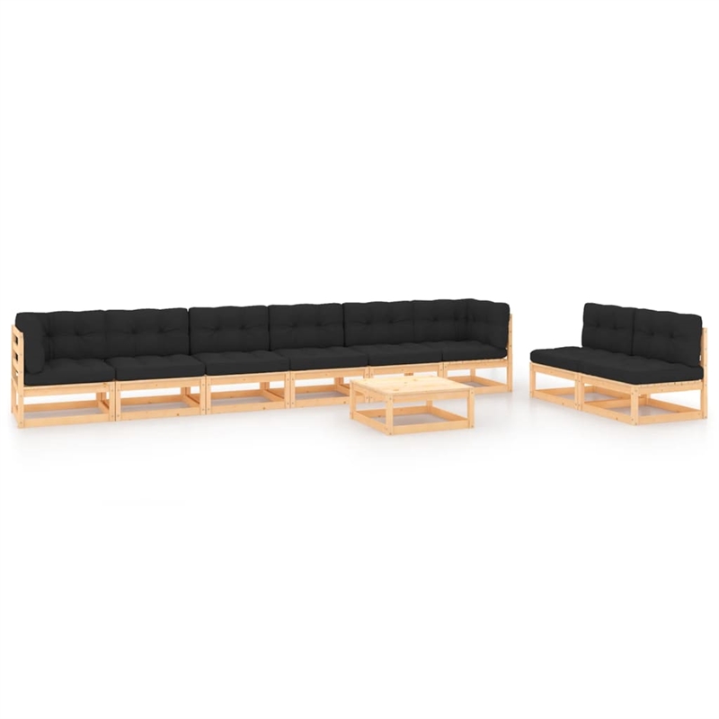 vidaXL 9 Piece Wood Garden Lounge Set in Natural