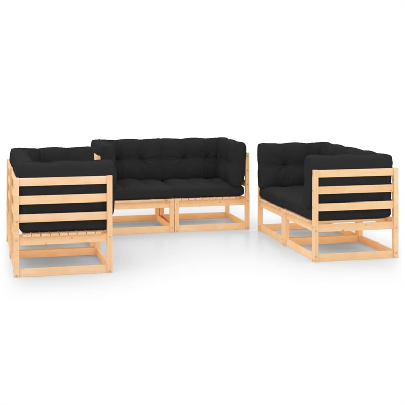 vidaXL 6 Piece Wood Garden Lounge Set in Natural