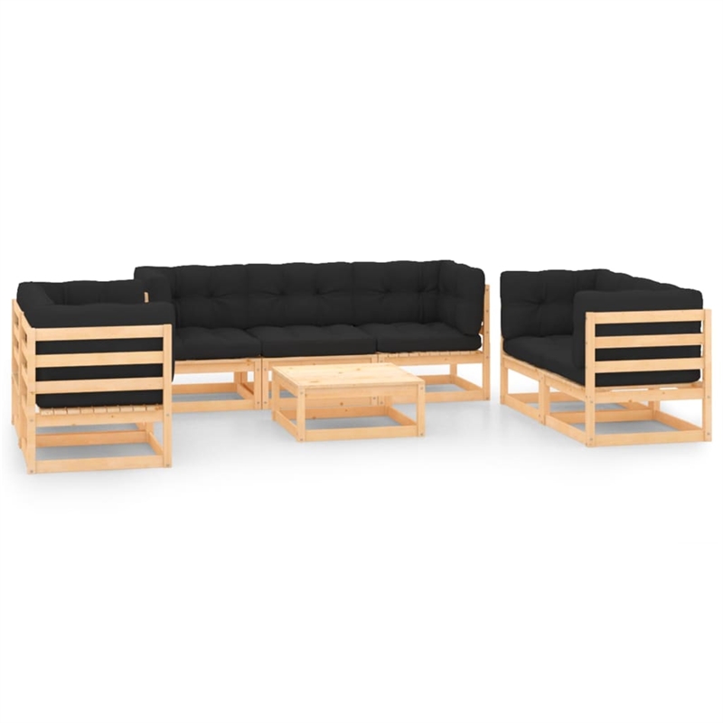 vidaXL 8 Piece Wood Small Garden Lounge Set in Natural