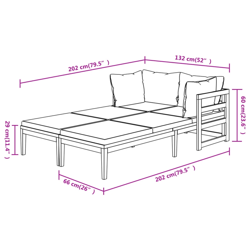 vidaXL Solid Acacia Wood Large Furniture Set in Gray