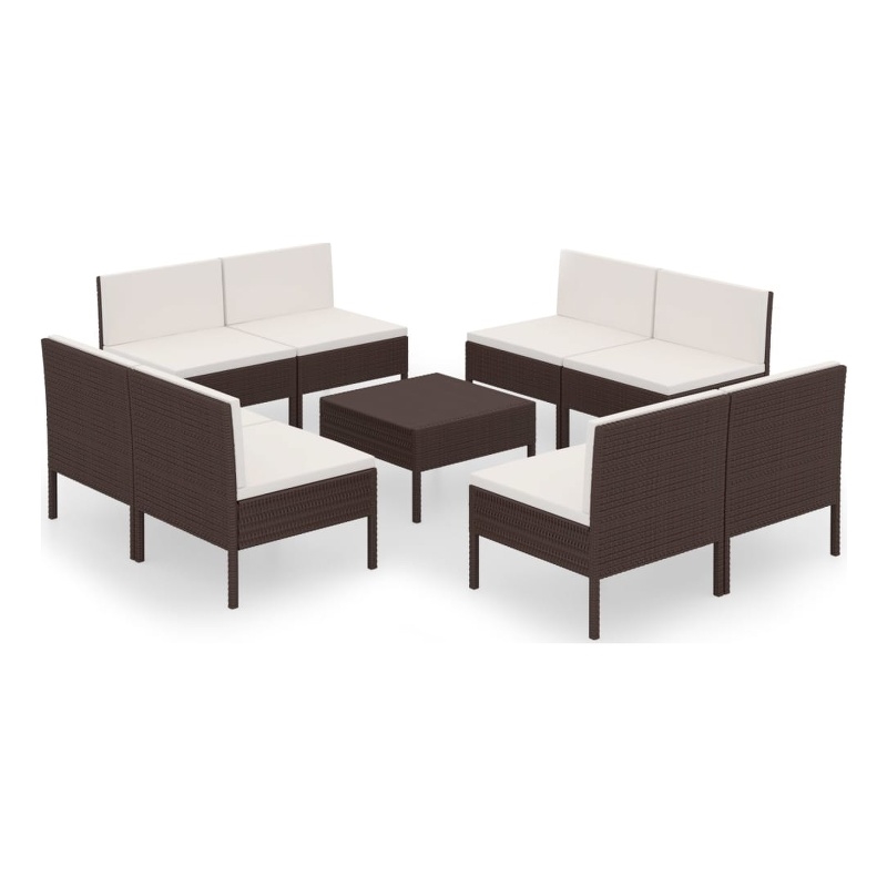 vidaXL 9 Piece Steel Garden Lounge Set in Brown