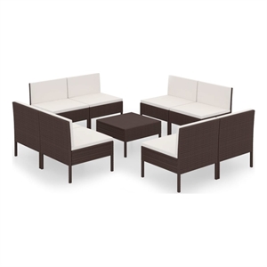 vidaXL 9 Piece Steel Garden Lounge Set in Brown