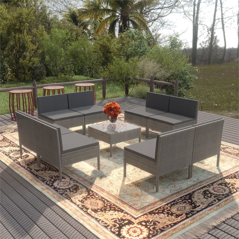 vidaXL 9 Piece Steel Garden Lounge Set in Gray
