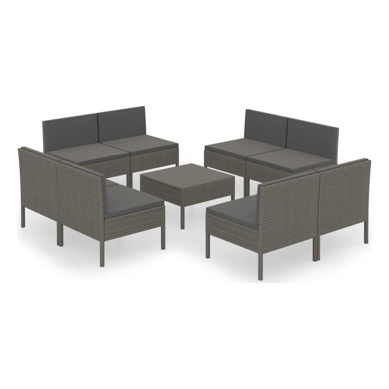 vidaXL 9 Piece Steel Garden Lounge Set in Gray
