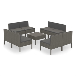 vidaXL 9 Piece Steel Garden Lounge Set in Gray