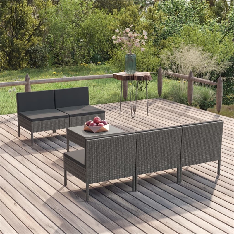 vidaXL 6 Piece Steel Garden Lounge Set in Gray