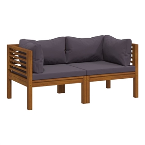 vidaXL Solid Acacia Wood Garden Lounge Set in Gray/Natural