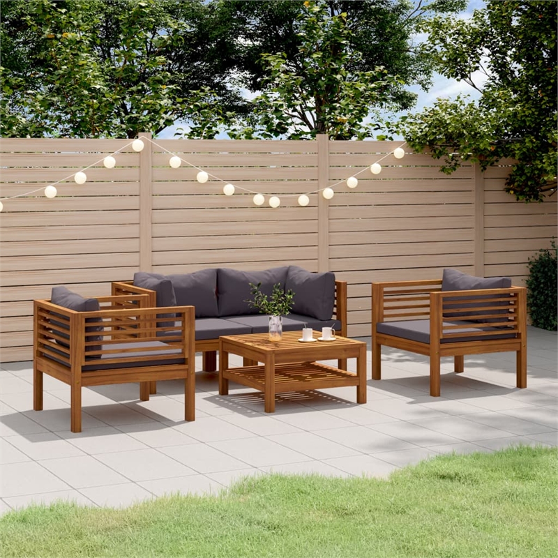 vidaXL Solid Acacia Wood Lounge Set in Gray