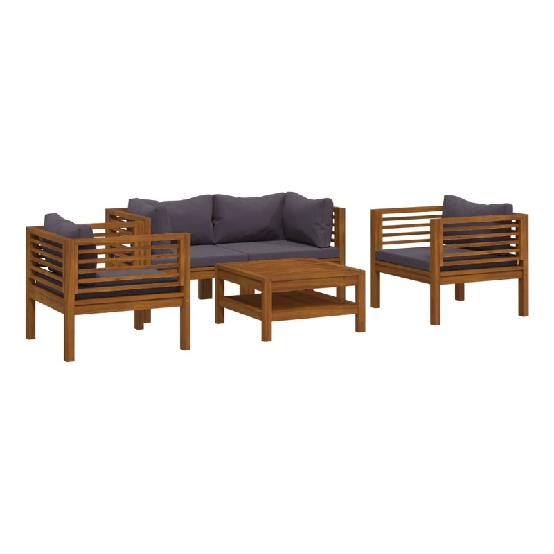 vidaXL Solid Acacia Wood Lounge Set in Gray