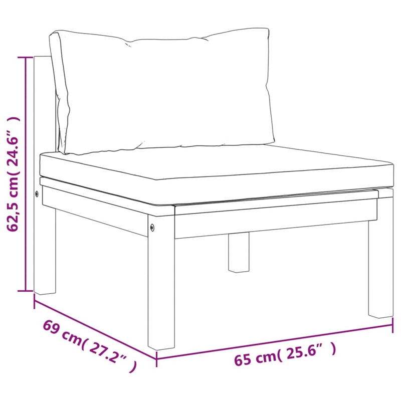 vidaXL Solid Acacia Wood Large Lounge Set in Gray