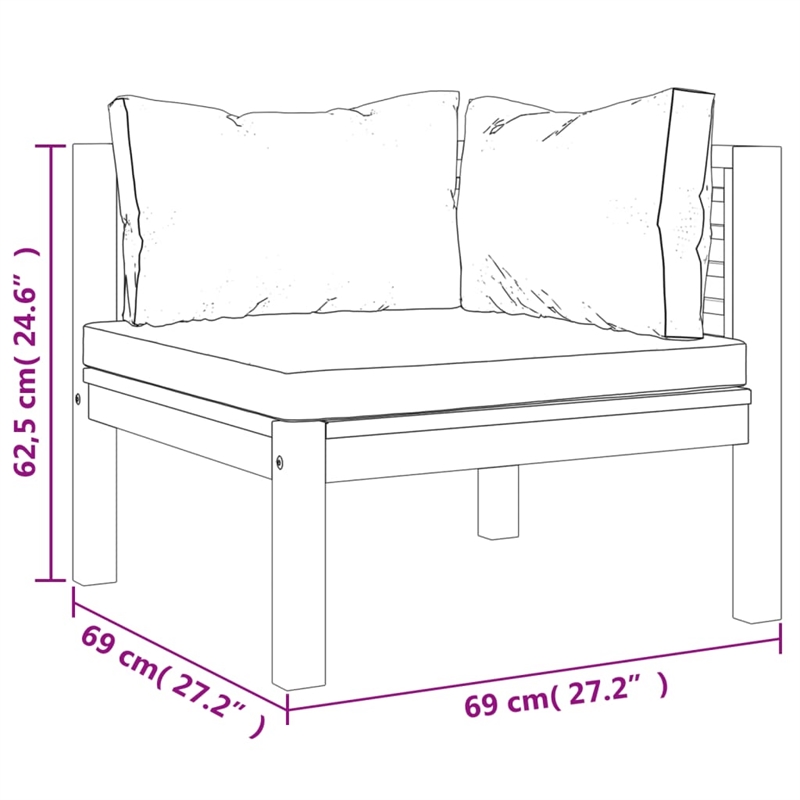 vidaXL Solid Acacia Wood Large Lounge Set in Gray