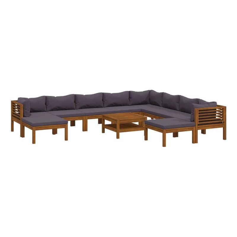 vidaXL Solid Acacia Wood Large Lounge Set in Gray
