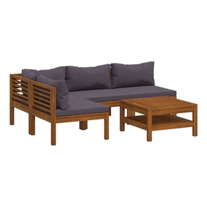 vidaXL 5 Piece Solid Acacia Wood Small Lounge Set in Gray/Natural