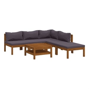vidaXL 6 Piece Solid Acacia Wood Lounge Set in Gray