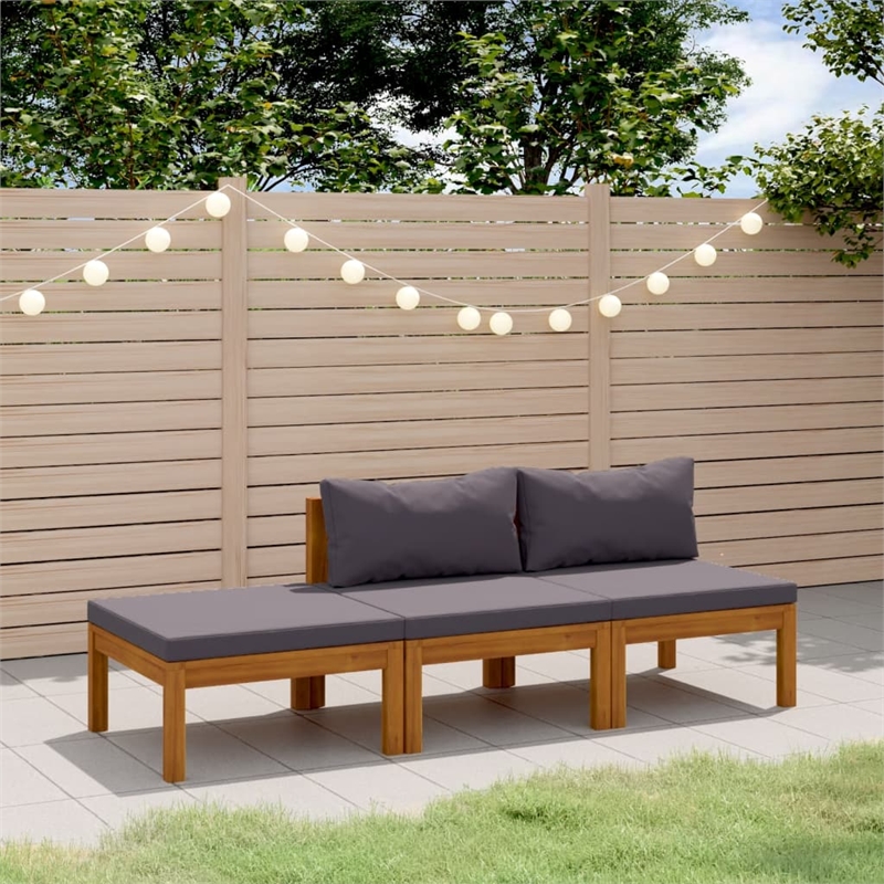 vidaXL Solid Acacia Wood Medium Lounge Set in Gray