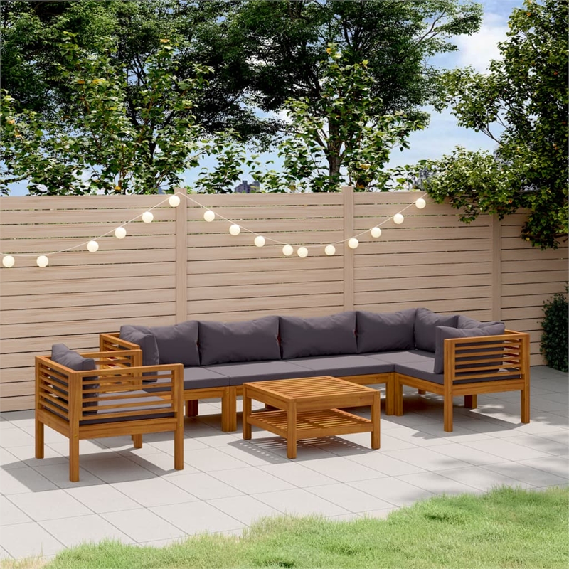 vidaXL 7 Piece Solid Acacia Wood Lounge Set in Gray