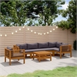 vidaXL 7 Piece Solid Acacia Wood Lounge Set in Gray