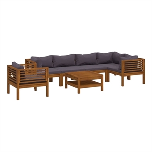 vidaXL 7 Piece Solid Acacia Wood Lounge Set in Gray
