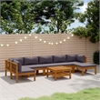 vidaXL 8 Piece Solid Acacia Wood Lounge Set in Gray