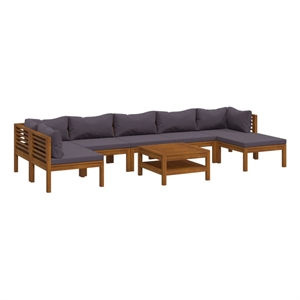 vidaXL 8 Piece Solid Acacia Wood Lounge Set in Gray