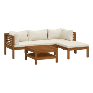 vidaXL 5 Piece Solid Acacia Wood Medium Garden Lounge Set in Cream