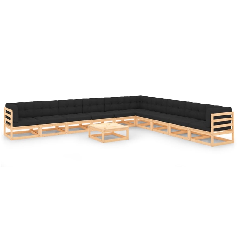 vidaXL 11 Piece Wood Large Garden Lounge Set