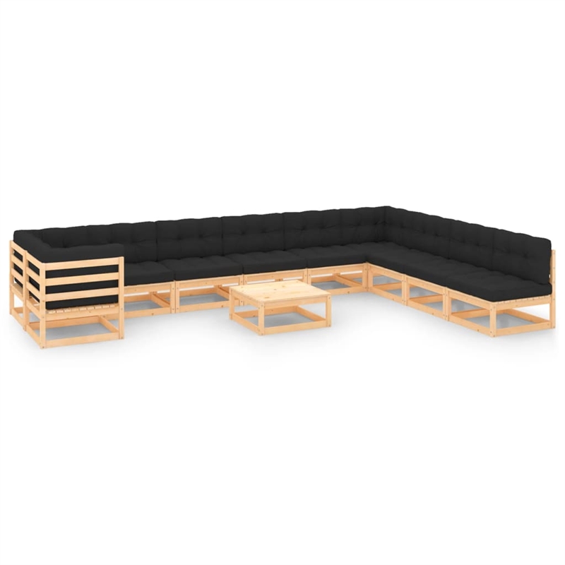 vidaXL Wood Large Garden Lounge Set in Anthracite/Natural