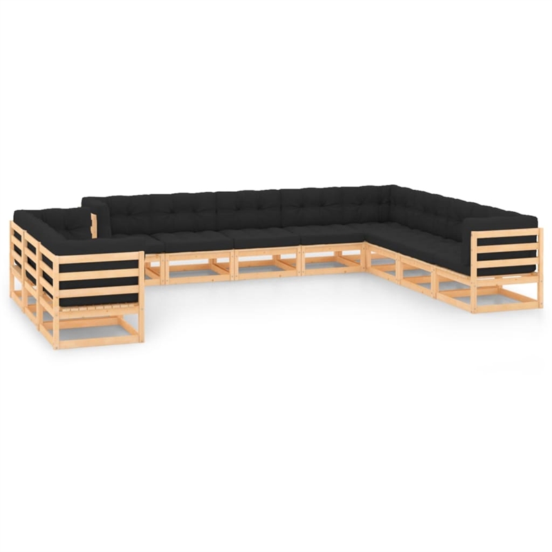 vidaXL 11 Piece Wood Large Garden Lounge Set in Natural