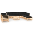 vidaXL Wood Small Garden Lounge Set in Anthracite/Natural