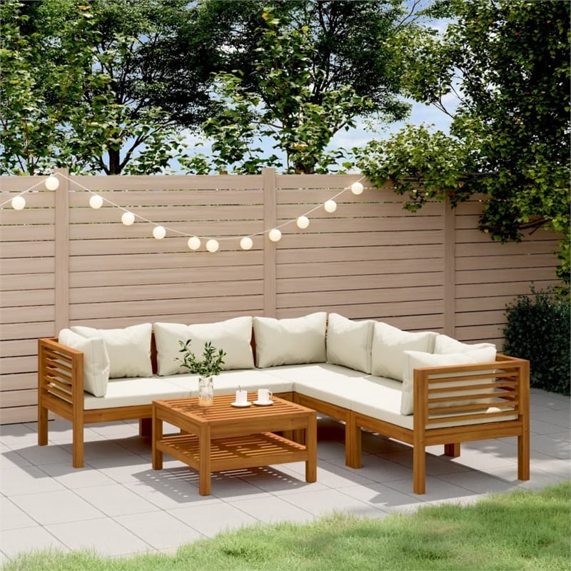 vidaXL Solid Acacia Wood Garden Lounge Set in Cream