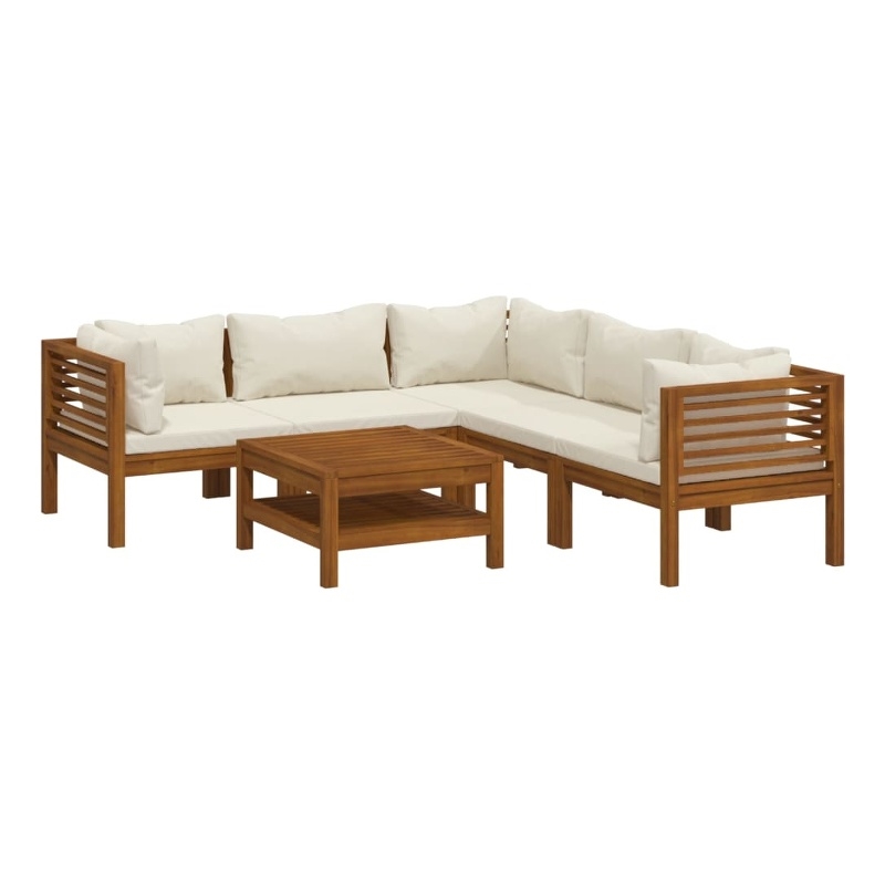 vidaXL Solid Acacia Wood Garden Lounge Set in Cream