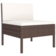vidaXL 6 Piece Poly Rattan Small Garden Lounge Set in White/Brown/Cream