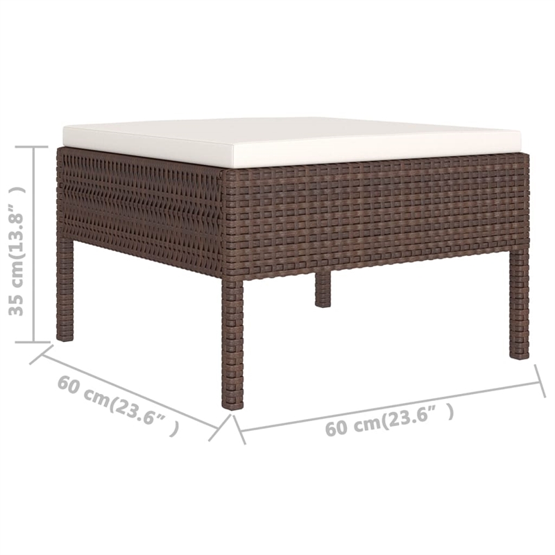 vidaXL 6 Piece Poly Rattan Small Garden Lounge Set in White/Brown/Cream