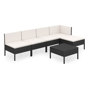 vidaXL 6 Piece Garden Lounge Set in Black/White/Cream