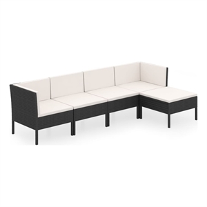 vidaXL 5 Piece Steel Garden Lounge Set in Black/White/Cream