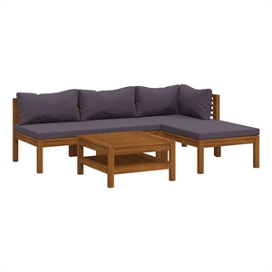 vidaXL 5 Piece Solid Acacia Wood Small Lounge Set in Gray/Natural