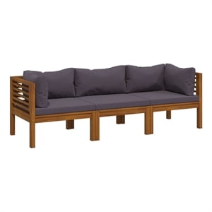 vidaXL Solid Acacia Wood Small Lounge Set in Gray