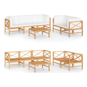 vidaXL 6 Piece Wood Medium Garden Lounge Set in Cream