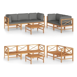 vidaXL 6 Piece Wood Garden Lounge Set in Gray
