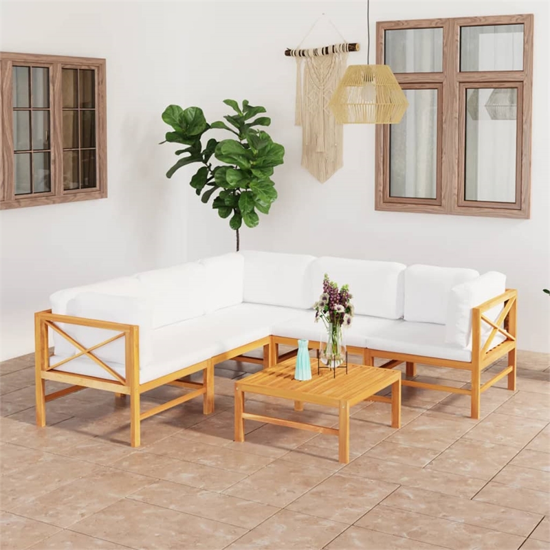 vidaXL Wood Garden Lounge Set in Cream/Natural