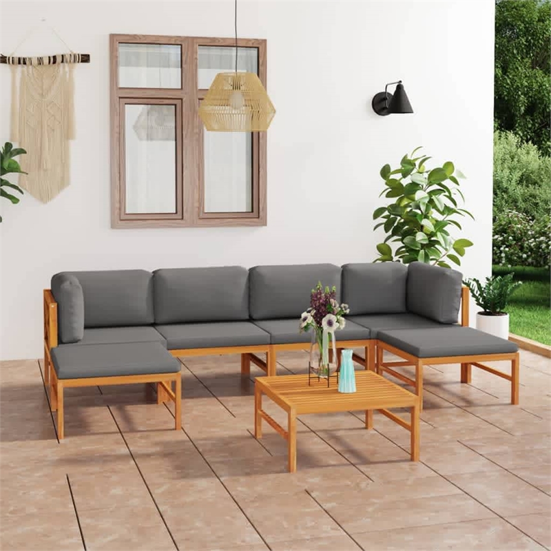 vidaXL 7 Piece Wood Garden Lounge Set in Gray