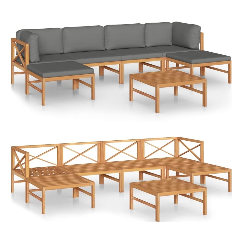 vidaXL 7 Piece Wood Garden Lounge Set in Gray