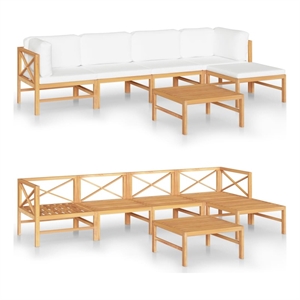 vidaXL 6 Piece Wood Garden Lounge Set in Cream