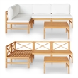 vidaXL 5 Piece Wood Garden Lounge Set in Cream