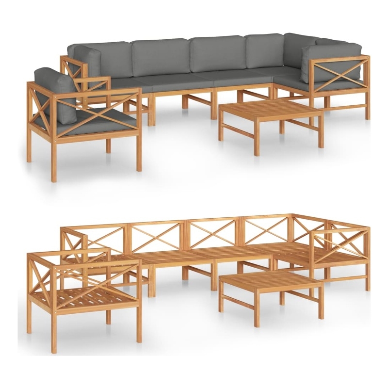 vidaXL 7 Piece Wood Garden Lounge Set in Gray