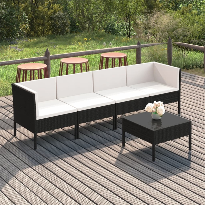 vidaXL 5 Piece Large Garden Lounge Set in Black